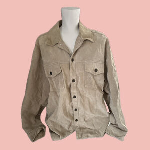 Real Suede Overshirt Jacket – Taupe Leather Shirt Coat L – B.C. Clothing